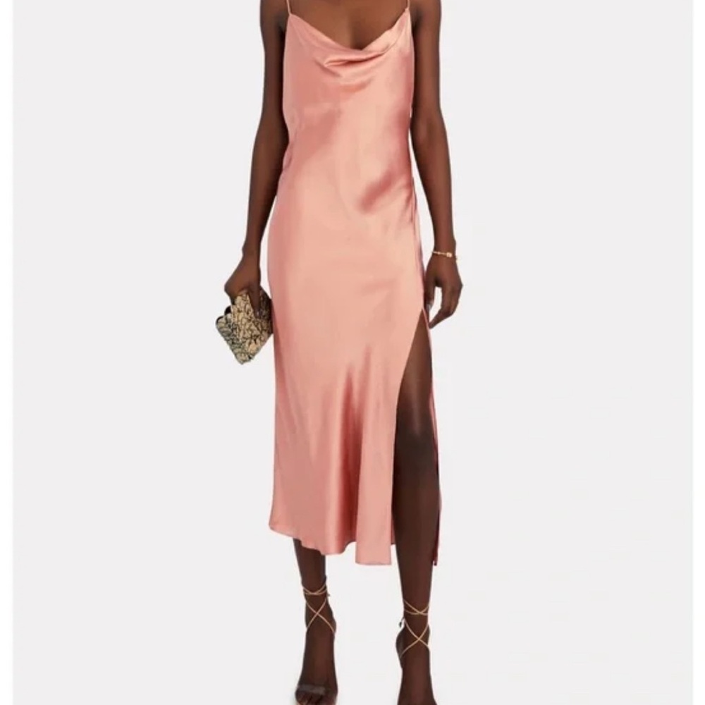 INTERMIX Blush Satin Midi Dress